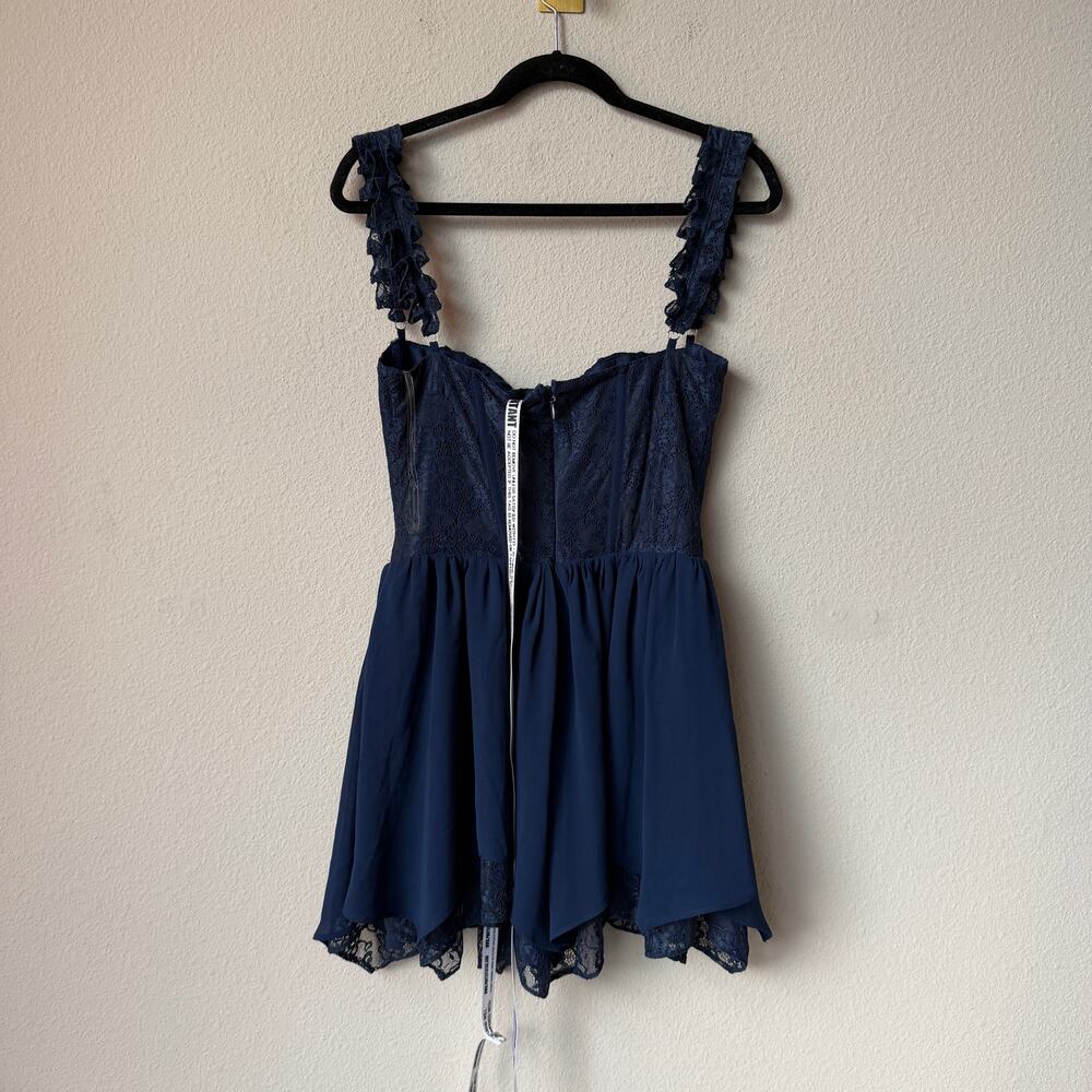 Mistress Rocks Navy Asymmetric Corset Mini Dress NWT NEW Size M - Picture 4 of 6